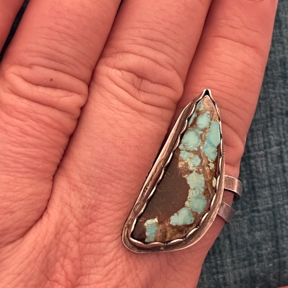 Sterling Silver and turquoise ring size 9 1/2- 9 3/4 item # 0007 - Picture 6 of 7